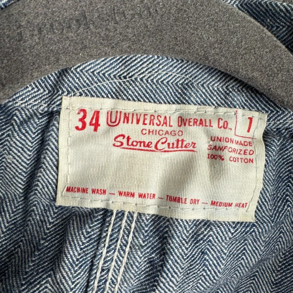 Universal Overall Co Coveralls Mens Size 34 Blue Herringbone Cotton Stone Cutter